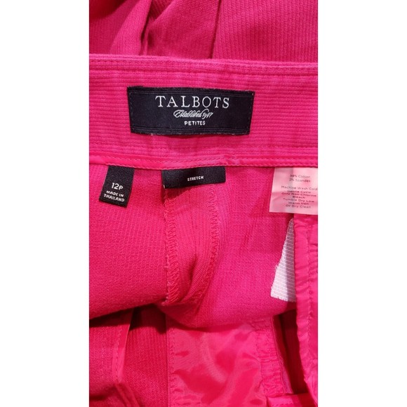 Talbots Petites Textured Straight Leg Cotton Blend Stretch Pink Pants Size 12P - Picture 4 of 7